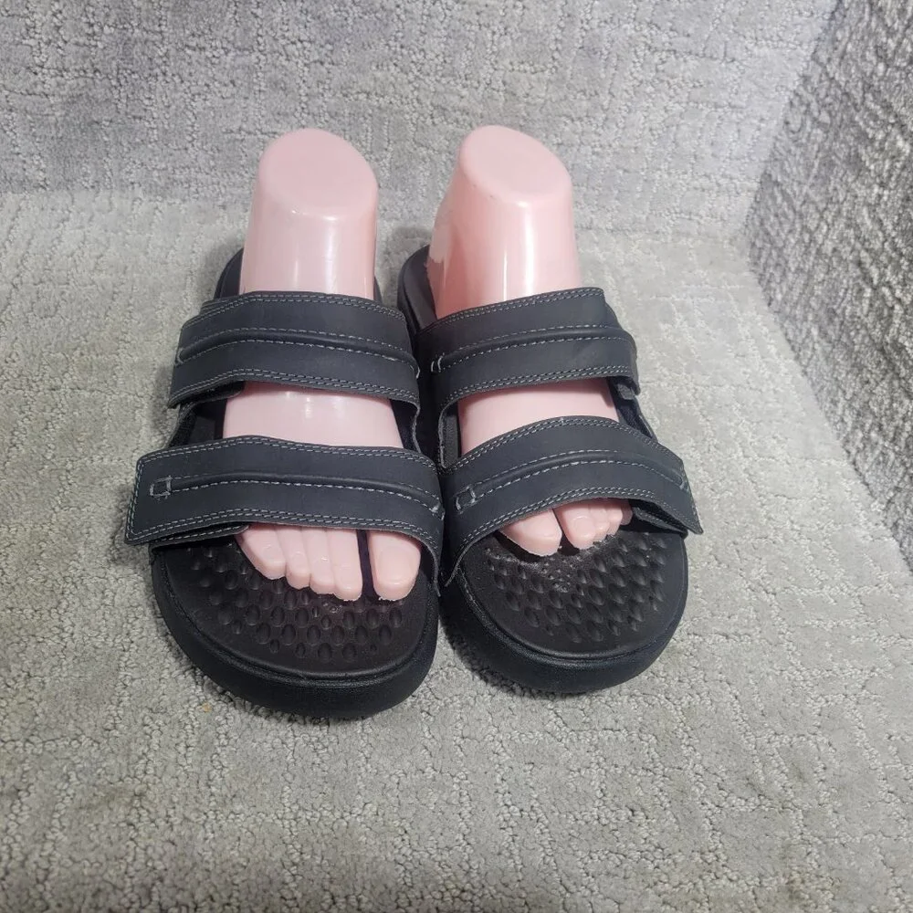 Crocs Yukon Vista II 209396 Mens Size US 9 Black Leather Slide Sandal Shoes